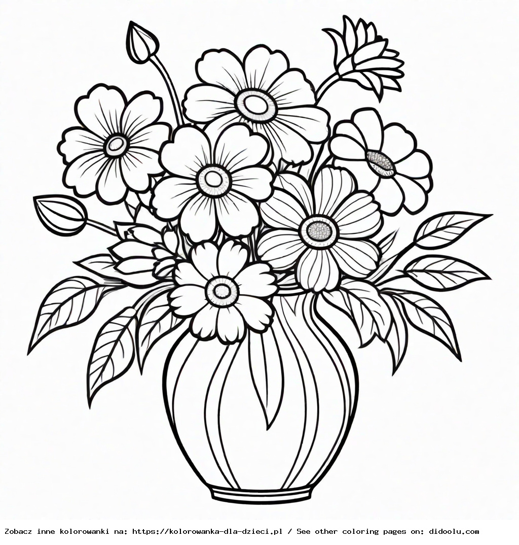 kwiaty w wazonie kolorowanki