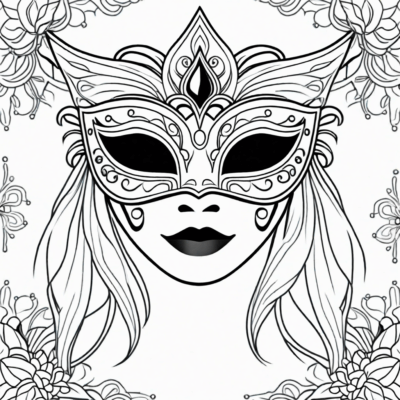 Kolorowanka: Karnawałowe maski dla dzieci