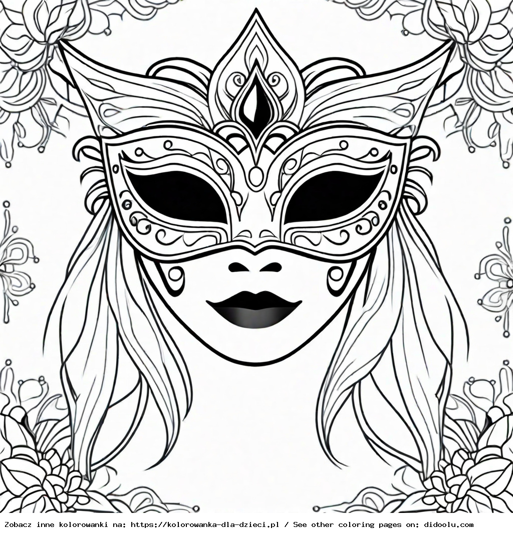 Kolorowanka: Karnawałowe maski dla dzieci