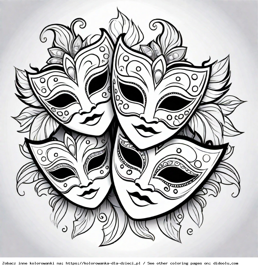 maski karnawałowe kolorowanka