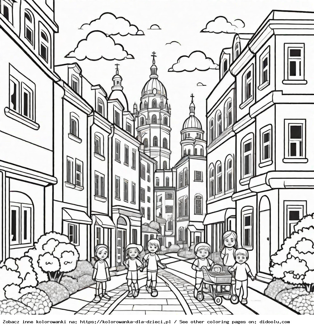miasto dzieci kolorowanka