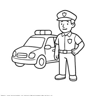 Kolorowanka Policjant przy radiowozach
