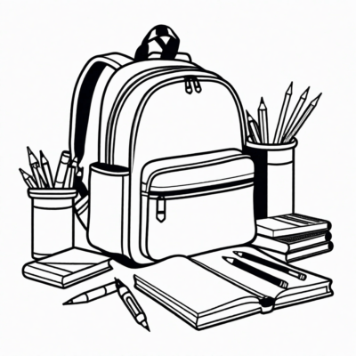 przybory szkolne kolorowanka