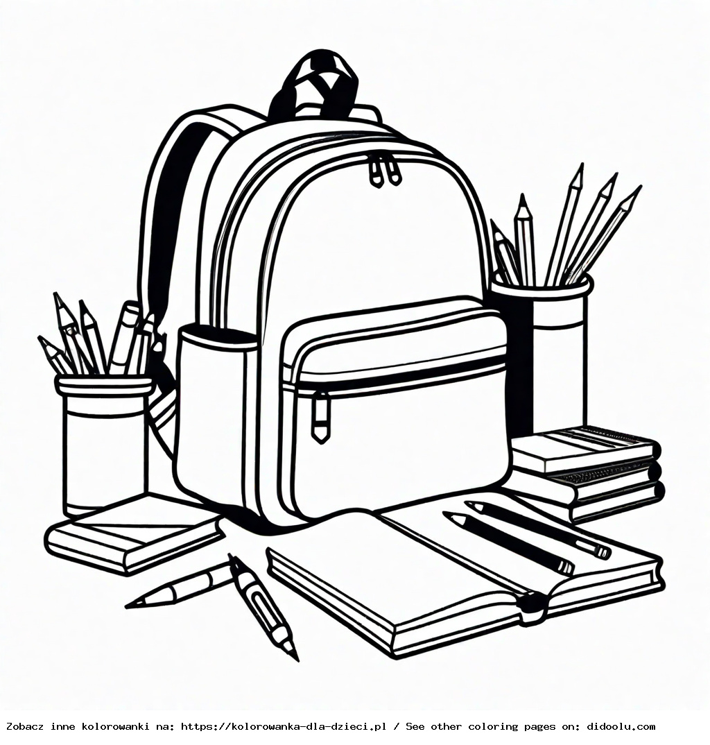 przybory szkolne kolorowanka