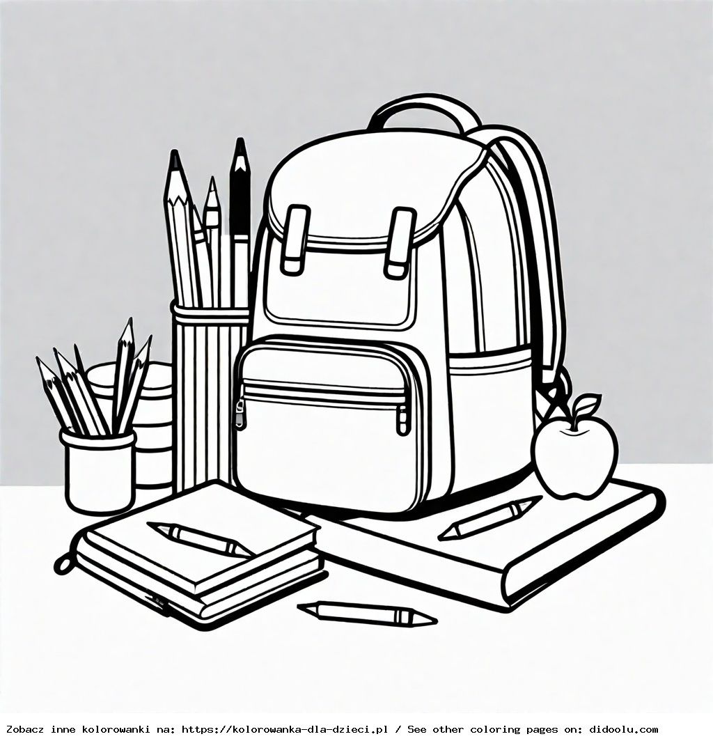przybory szkolne kolorowanki