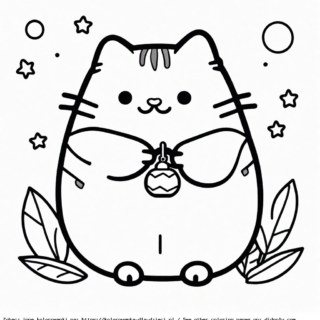 Kolorowanka Pusheen z bombką