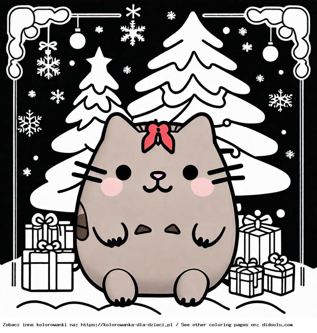 pusheen kolorowanka świąteczna