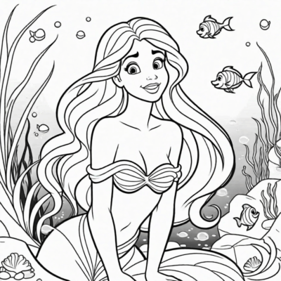 syrenka ariel kolorowanka do druku