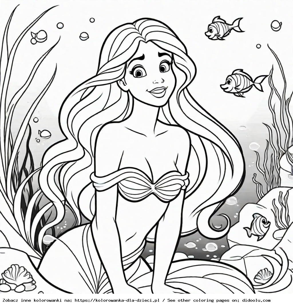 syrenka ariel kolorowanka do druku