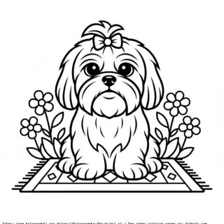 Kolorowanka Piesek Shih Tzu
