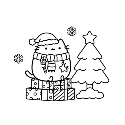 pusheen kolorowanka świąteczna