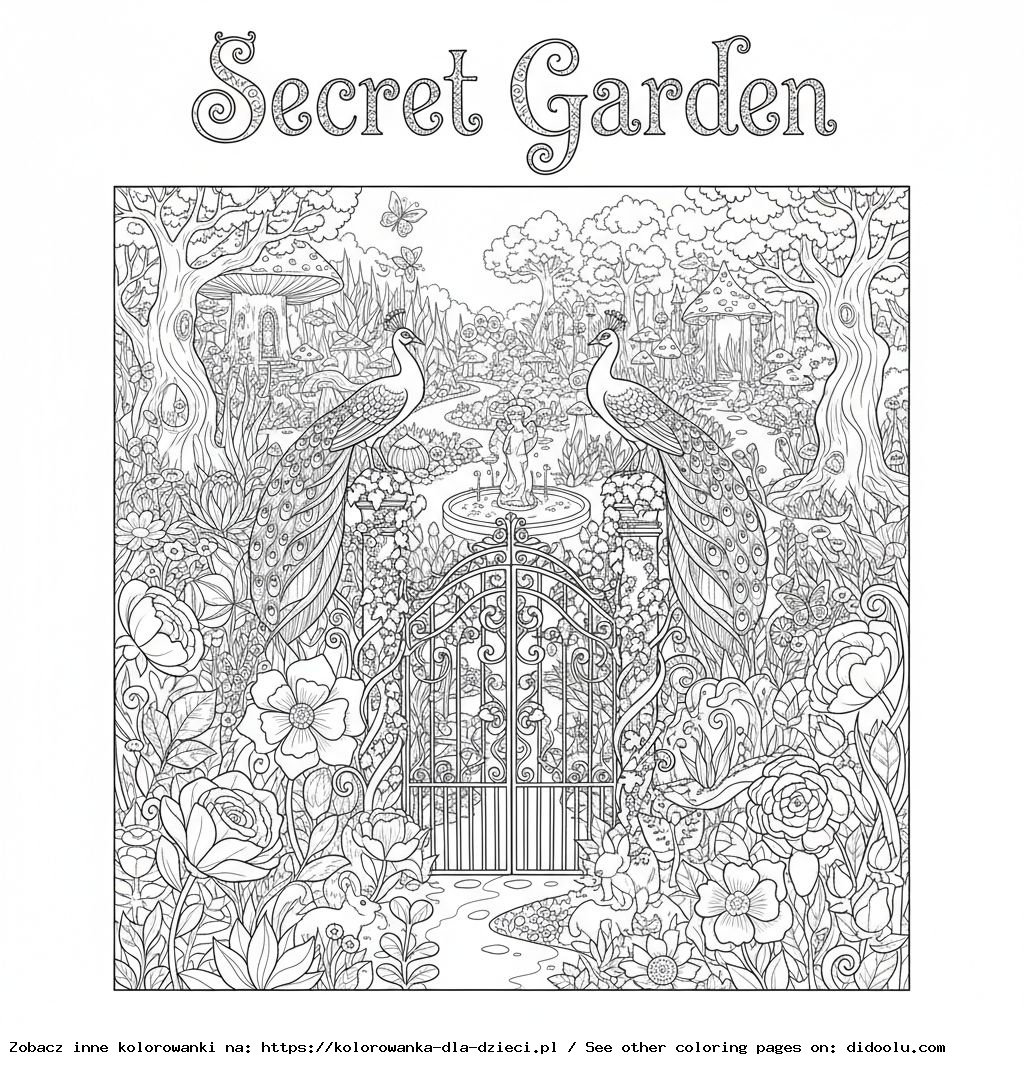 tajemny ogród kolorowanka