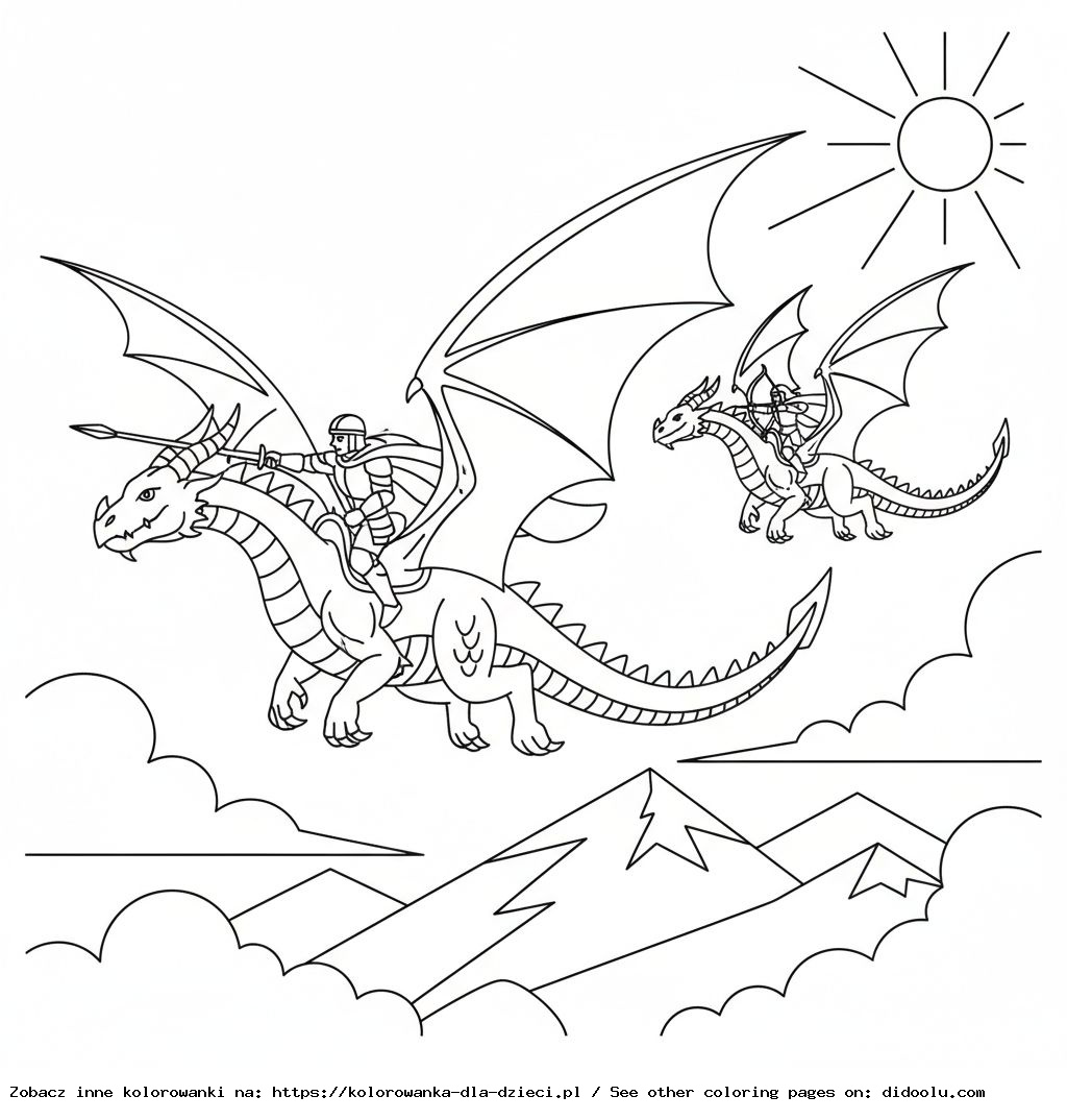 kolorowanka jeźdźcy smoków