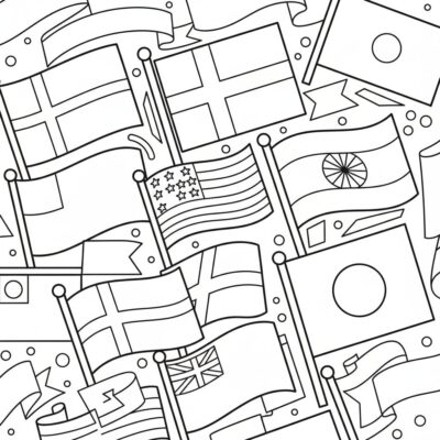 flagi kolorowanka do druku