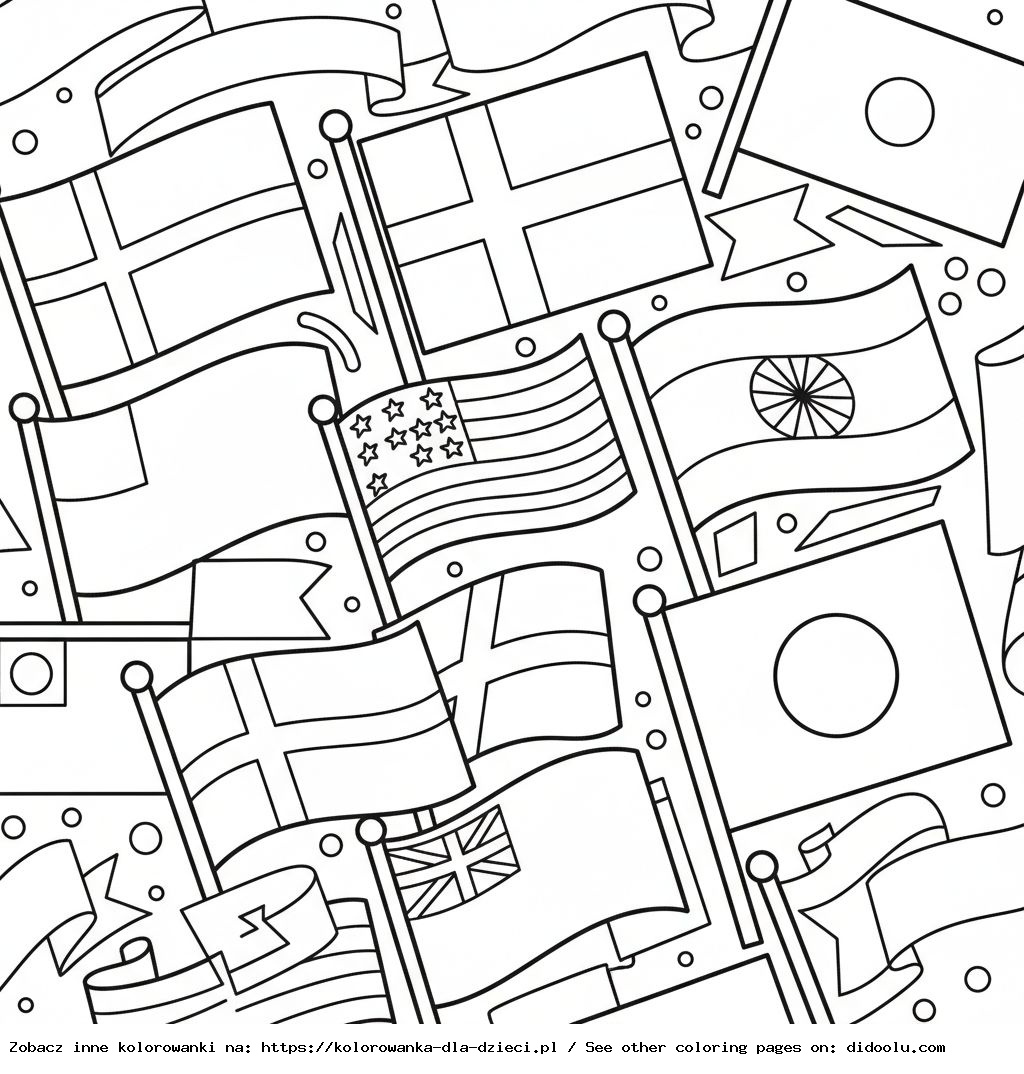flagi kolorowanka do druku
