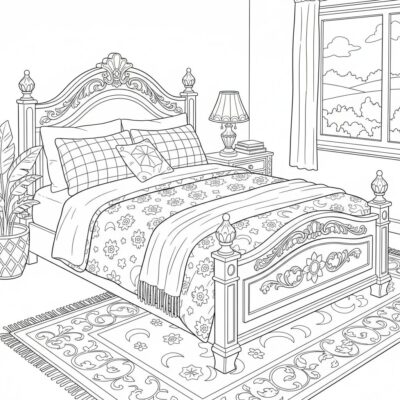 łóżko kolorowanka