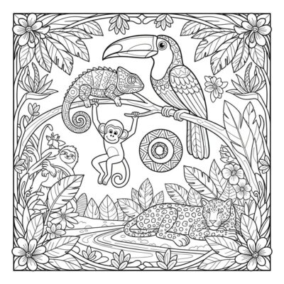 Kolorowanka: Zwierzęta z tropików