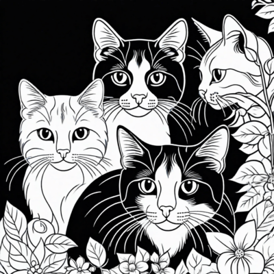 trudne kolorowanki koty do druku