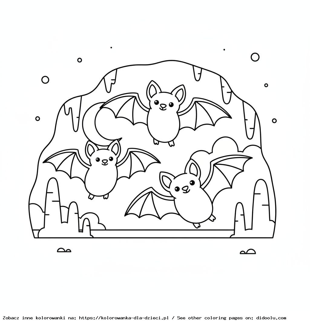 Nietoperze w jaskini – zabawna kolorowanka