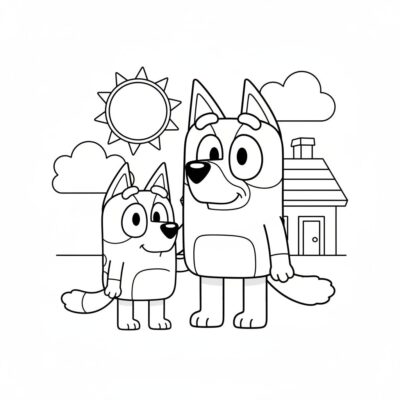 Kolorowanka do druku: Bingo i Blue dla dzieci