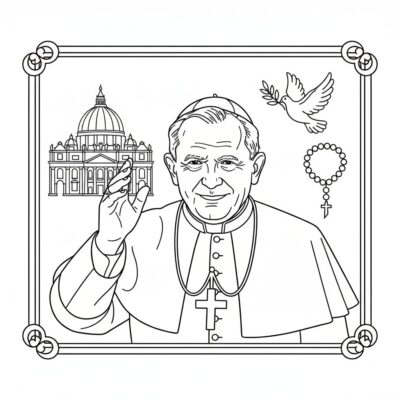 Kolorowanka dla dzieci: Święty Jan Paweł II