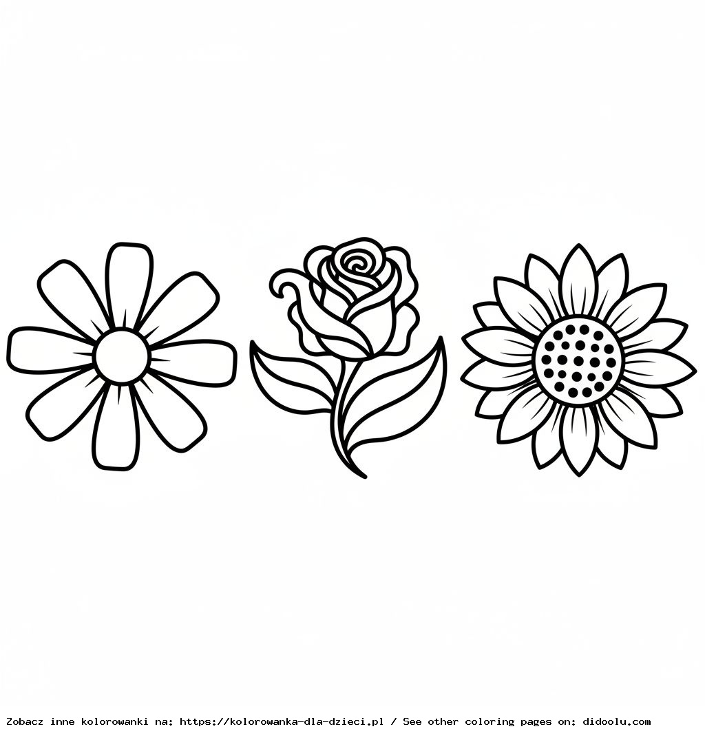 Kwiatowe kolorowanki do wydruku dla dzieci