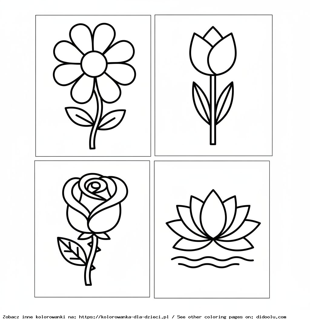 Kwiatowe kolorowanki dla dzieci do wydruku