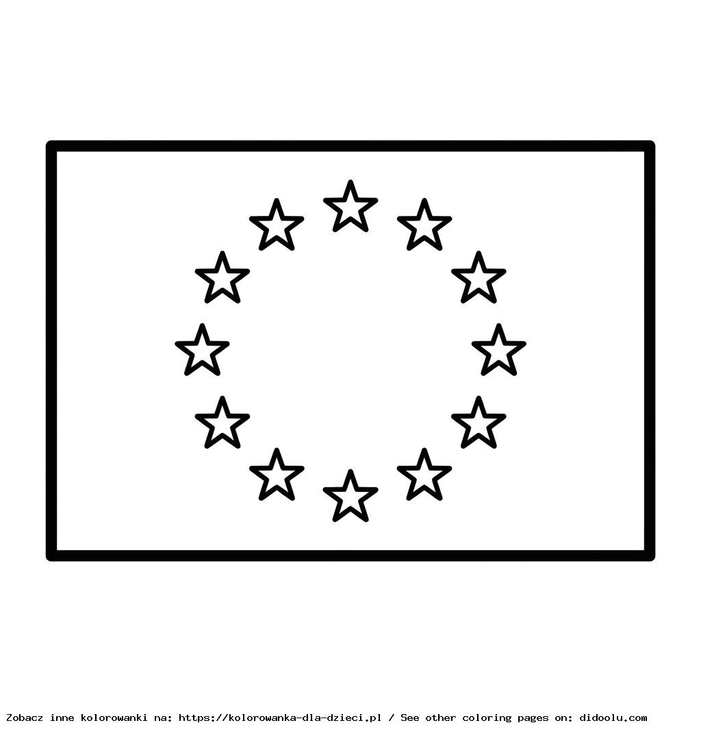 Kolorowanka dla dzieci: flaga Unii Europejskiej