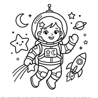 Kolorowanka Dziewczynka Astronautka